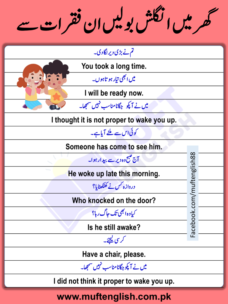 English Sentences with Urdu Meaning Used at Home