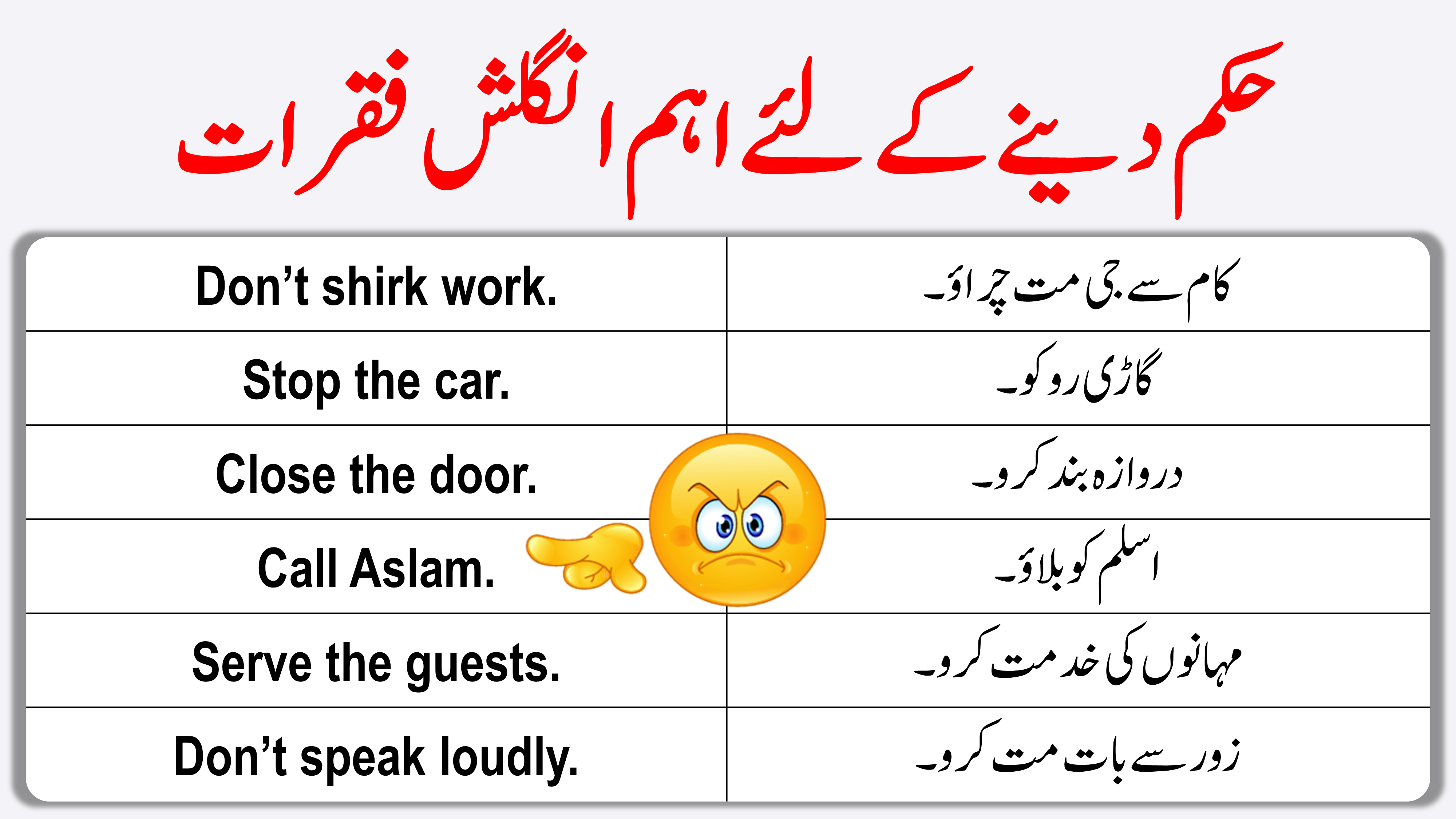 53 Sentences of Order in English and Urdu