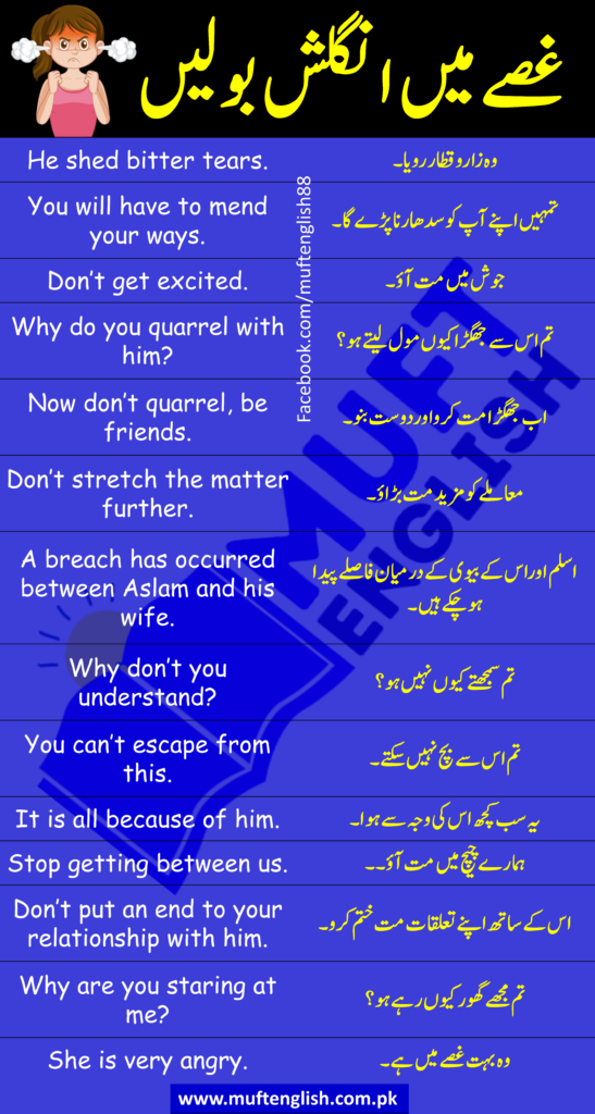 44 Anger Sentences in English with Urdu Meaning