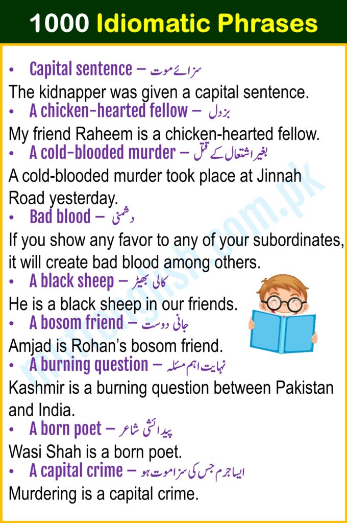 Idiomatic Sentences in English with Urdu Meanings